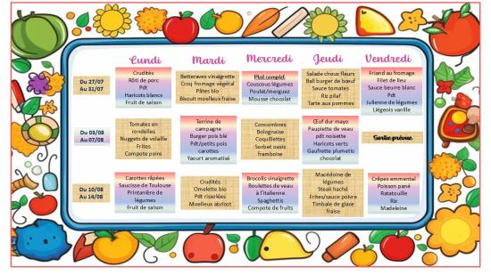 Menu scolaire