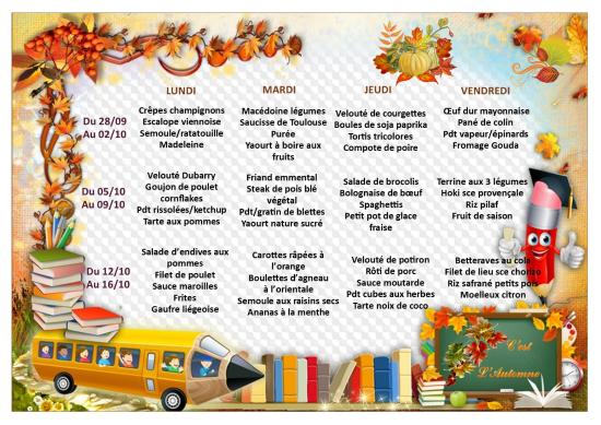Menu scolaire