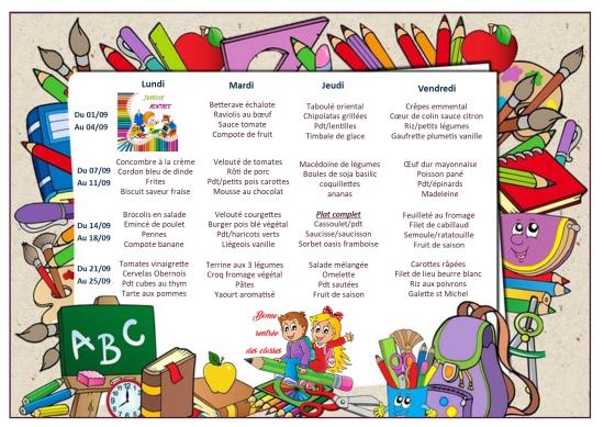 Menu scolaire